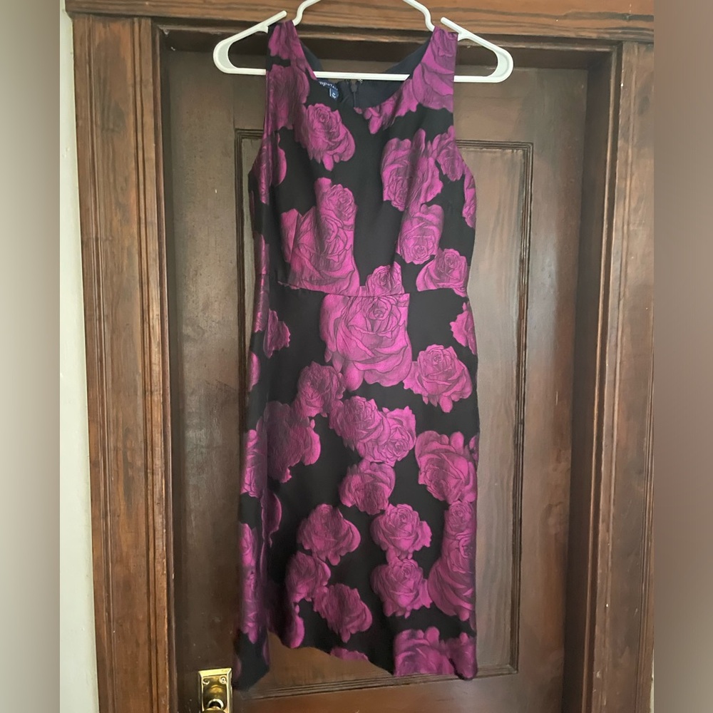 Black dress with fuchsia flowers